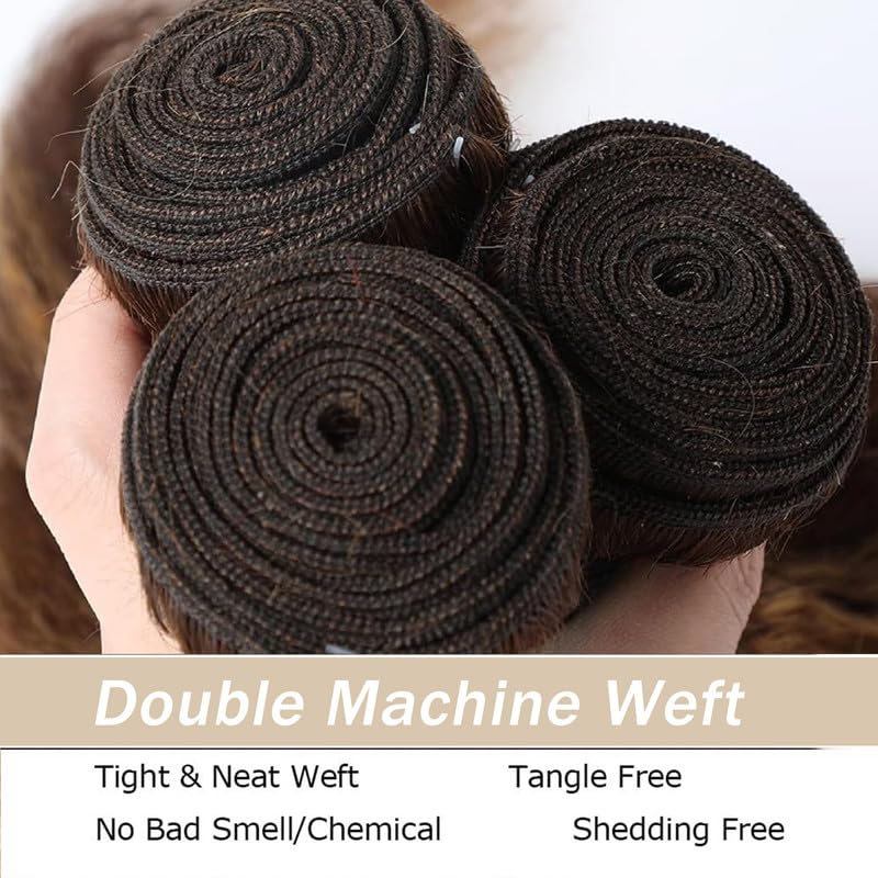 KODRHAR 8-12 Inch Ombre Brown Straight Human Hair Bundles - Natural Brazilian Hair