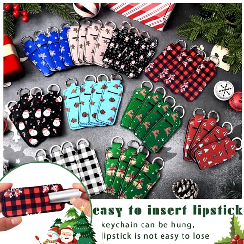 Santa Claus Lip Balm Holder Keychain - 40 Pcs Christmas Lipstick Case Gift