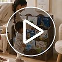 NACHES Montessori Kids Bookshelf Display Rack - Wave Middle Natural