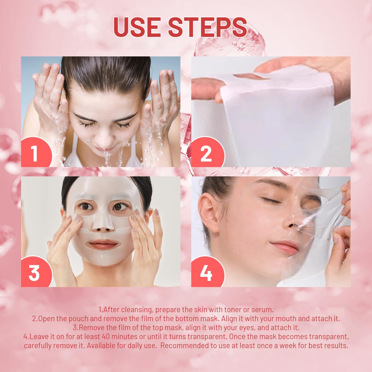 Deep Collagen Face Mask Hydration & Pore Tightening Facial Mask Set– Bio-Collagen Real Deep Overnight Mask for Women’s Skincare