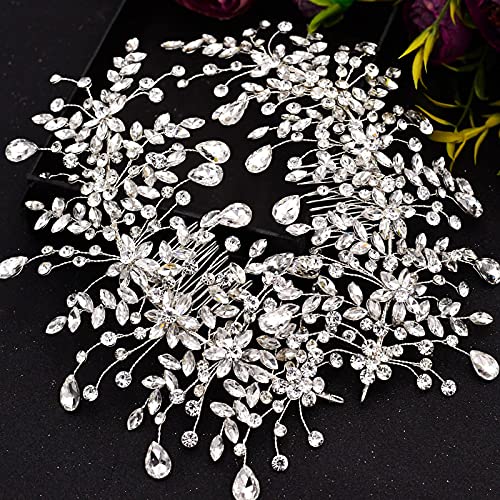 Silver Rhinestone Hair Comb Accessory for Weddings and Special Occasions