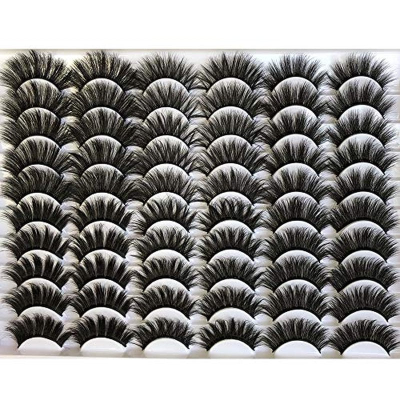 Gmagictobo False Eyelashes 30 Pairs Pack Faux Mink Lashes 20MM Long Dramatic 6 Styles Mixed 5D Medium Volume Thick Fake Eyelashes Soft Crossed Makeup Eye Lashes