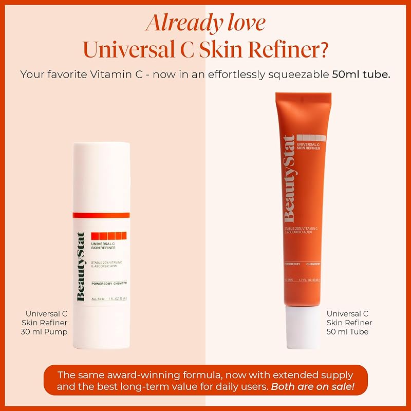 BeautyStat Universal C Serum 20% Pure Vitamin C with Hyaluronic Acid – 1.7 fl oz / 50 ml