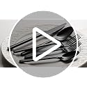 TININA Black 40-Piece Stainless Steel Flatware Set for 8 - Modern Round Handle, Mirror Finish, Dishwasher Safe