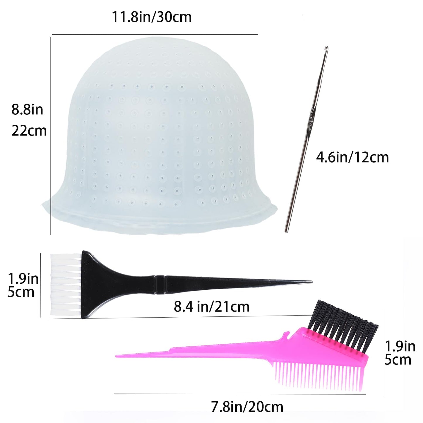 Pre-punched with Holes Silicone Highlight Cap Hair Color Set Professional Reusable Highlighting Cap with Hook Salon Hairdressing Dyeing Staining Tools for Women Men