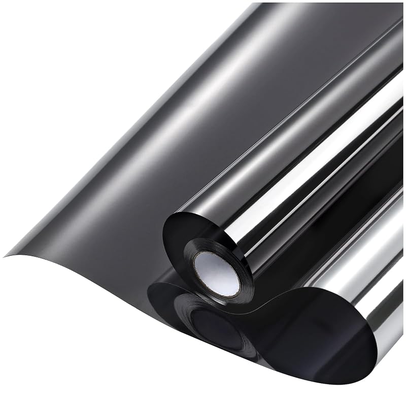 Rabbitgoo One Way Window Privacy Film 35.4" x 393.7" Black Silver - Heat Control
