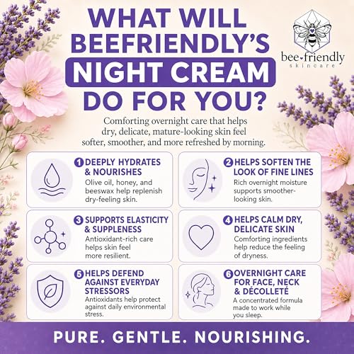 BeeFriendly Organic Night Cream 6 oz — Pack of 3, USDA Certified Anti-Aging Moisturizer