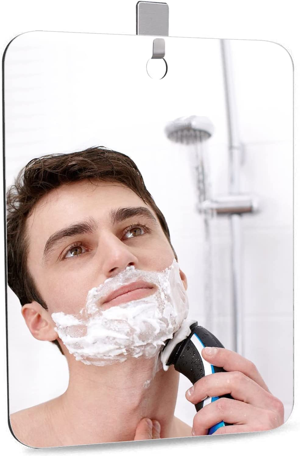 APHUIME XoYo-Large Fogless Shower Mirror （11inX7.48in）, Includes 1 Adhesive Hooks, Anit-Fog Shower Mirror, Shower Makeup Shave Mirror, Frameless Shower Mirror, Wall Hanging Mirror (Large, 1 Pack)