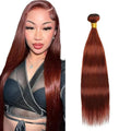28 Inch Straight Wave Human Hair Bundle 100g Red Brown 33# Cooper Red Brown From Brazilian Virgin Hair