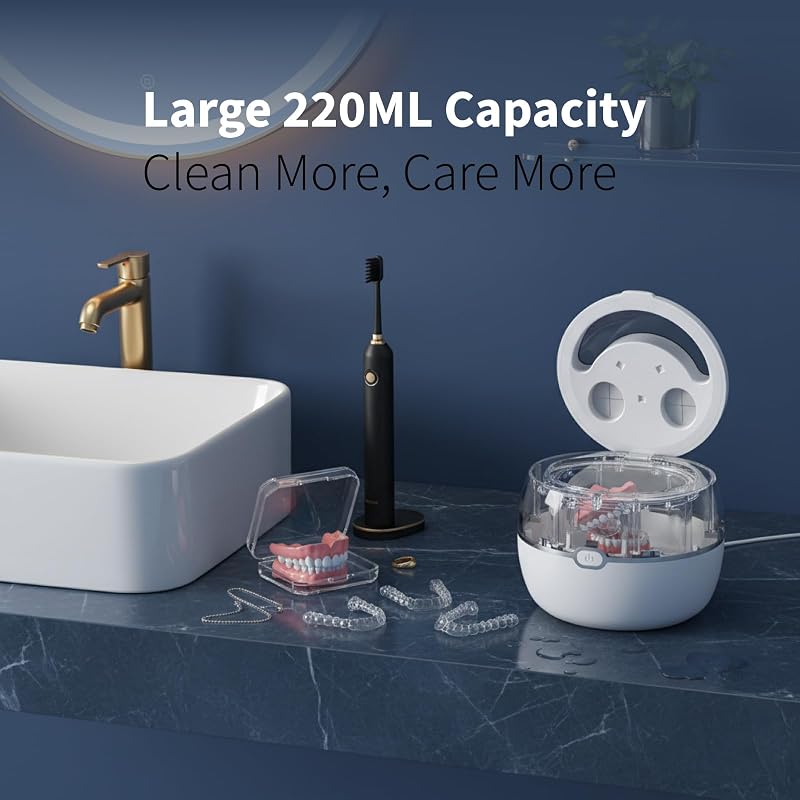 Ultrasonic Retainer Cleaner Machine 45kHz with 220ml Stainless Tank & Digital Timer