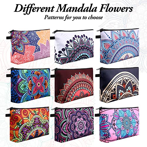 Dunzy 20 Pcs Makeup Bags Bulk Graduation Gift Cosmetic Bag Makeup with Zipper Pouch Waterproof Portable Travel Toiletry for Women Teacher Birthday Thanksgiving Christmas Gifts(Mandala)
