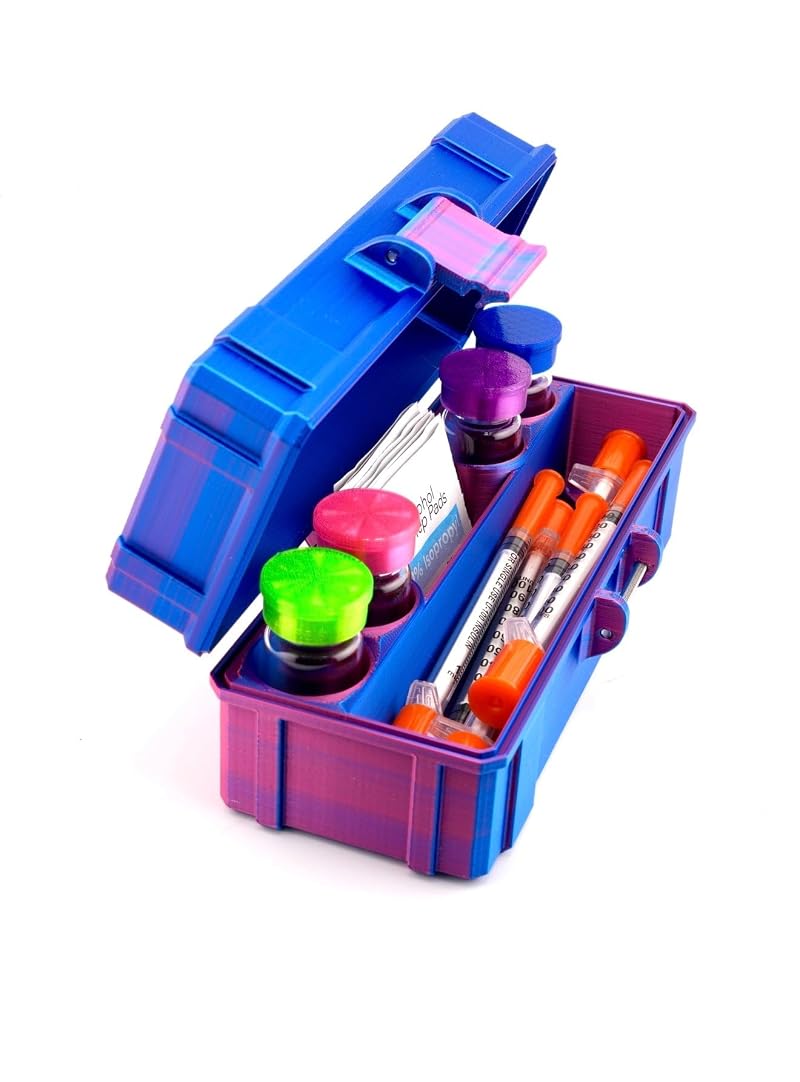 4-Slot Vial Case Organizer for 3 mL or 10 mL Vials with Accessory Storage — GLP-1 & Peptide Portable Case - 3 mL Variation