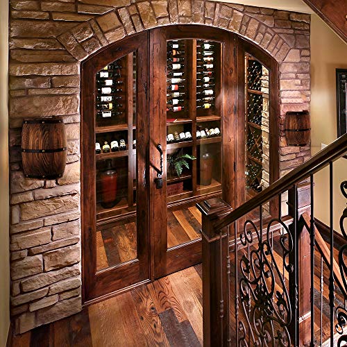 2 Pack Wood Wine Barrel Wall Sconce Light Fixture - Antique Nautical Decor