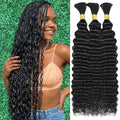 Deep Wave Human Braiding Hair 24 Inch - Natural Black 120g Boho Bundle