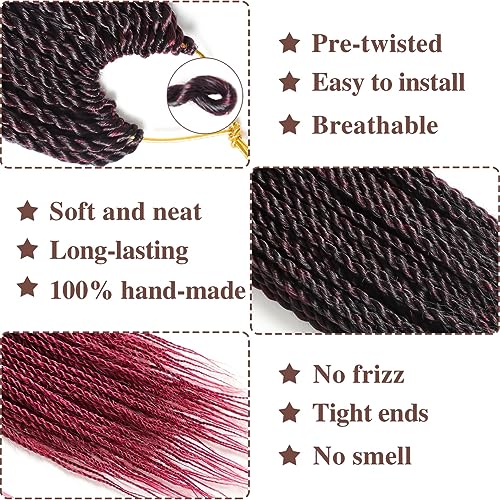 Senegalese Twist Crochet Hair 14 Inch Pre-Looped Braids for Black Women - 20 Strands per Pack