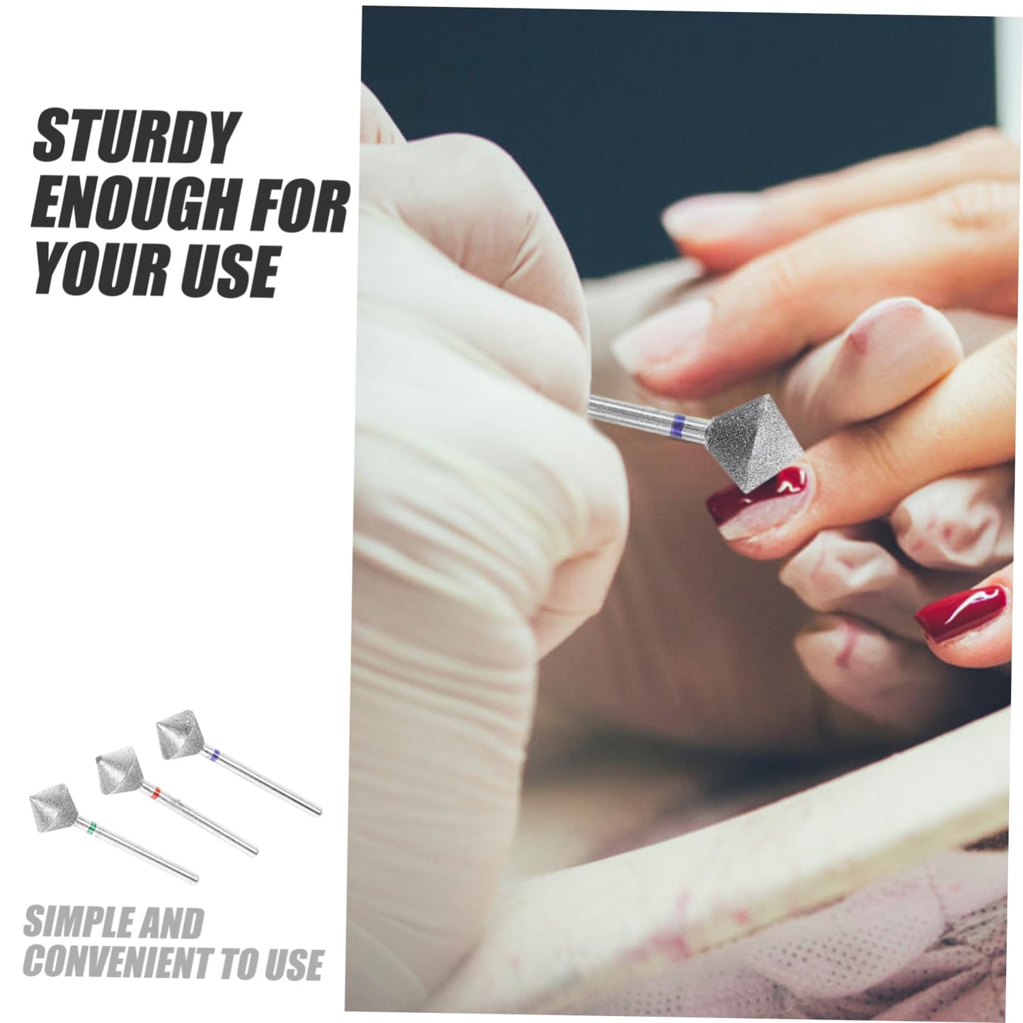 SAFIGLE Nail Art Polishing Drill Bits Set 3pcs Nail Grinding Head Tools Manicure Grinding Tool