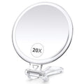 B Beauty Planet 20X Magnifying Home Mirror, Round 5'' Handle for Travel, Double-Sided 1X/20X, Foldable Makeup Mirror, Tabletop Mount