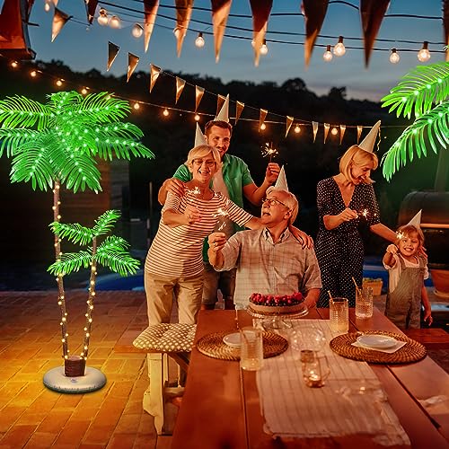 6FT Plug-in Lighted Palm Tree with 2 Trunks - Indoor Outdoor Waterproof LED Decor