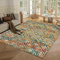 RUGSURE Multicolor Grass-Pattern Washable Area Rug 8'x10', Non-Slip, Water & Stain Resistant