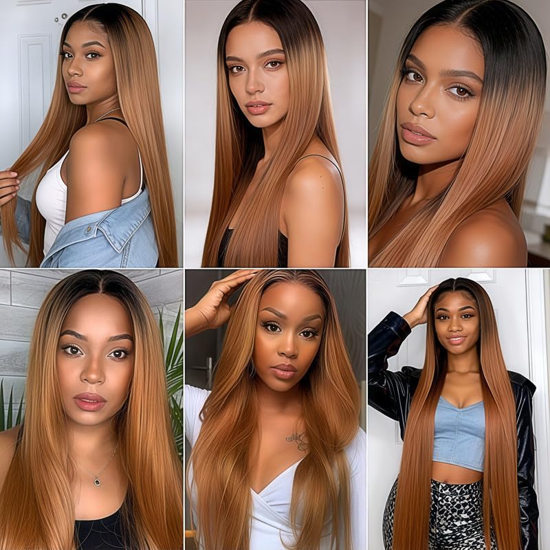 Ombre Brown Human Hair Bundles 10 12 14 Inch - Brazilian Straight Hair