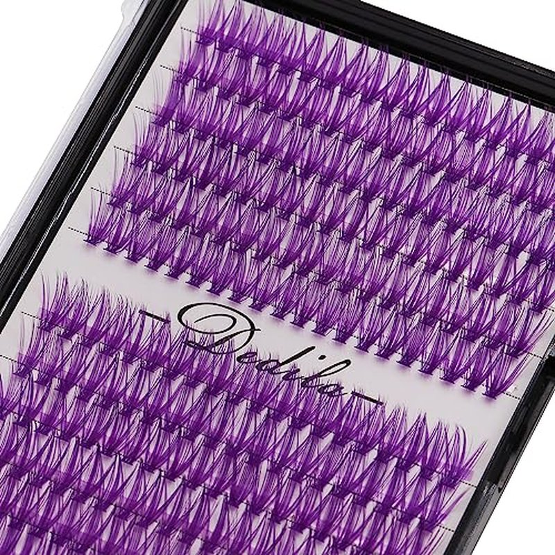12Rows 40D Purple Color Individual False Eyelashes Large tray 240 Clusters 3D Volume Eyelashes Extensions Thickness 0.07mm D Curl Makeup Colorful Eye Lashes Cluster Beauty Tools (16mm)