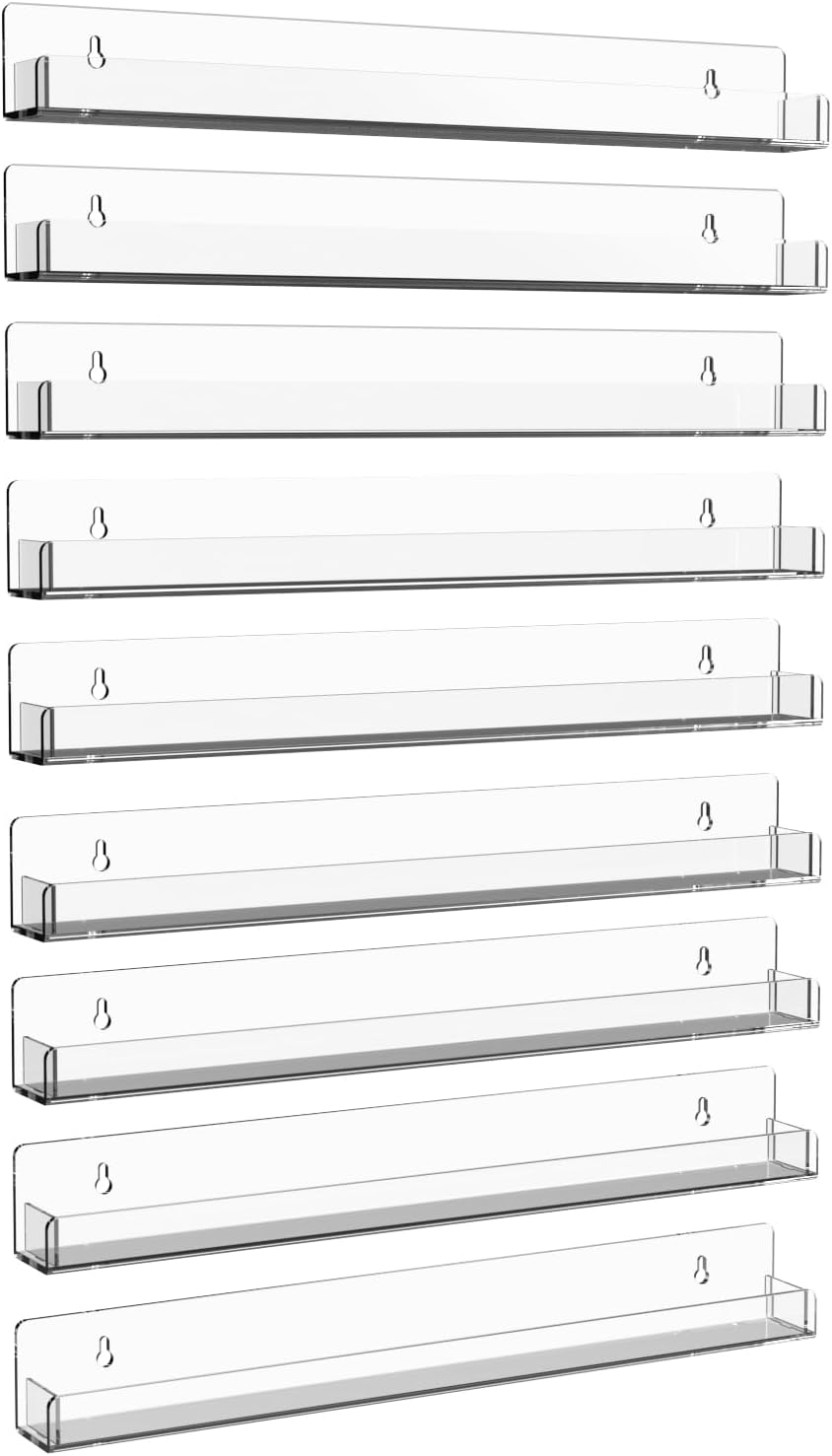 15-Inch Acrylic Nail Polish Shelf - Multi-Purpose Floating Rack for Beauty Salons & Retail