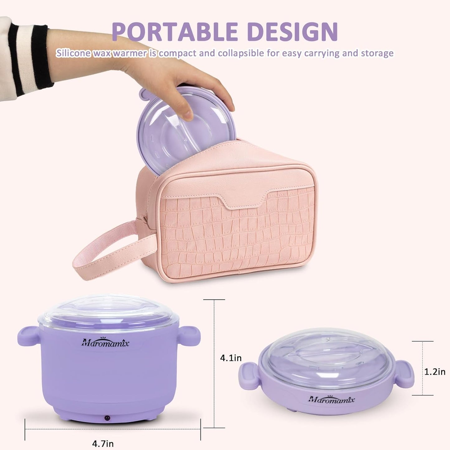 Portable Silicone Wax Warmer Kit with 4 Hard Wax Beads for Home Hair Removal