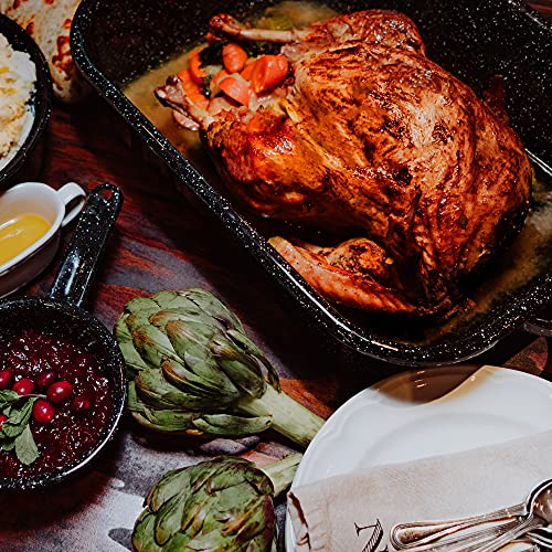 Granite Ware Covered Rectangular Roaster - Enamel on Steel, Speckled Black, 25 lb Capacity