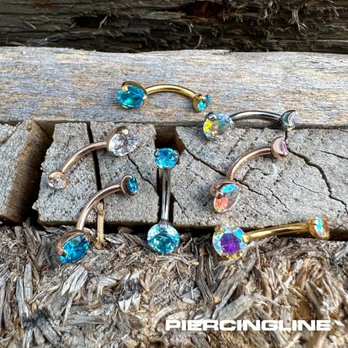 Titanium Belly Button Ring with Crystals - Gold & Rainbow Variations, 14G, 10mm