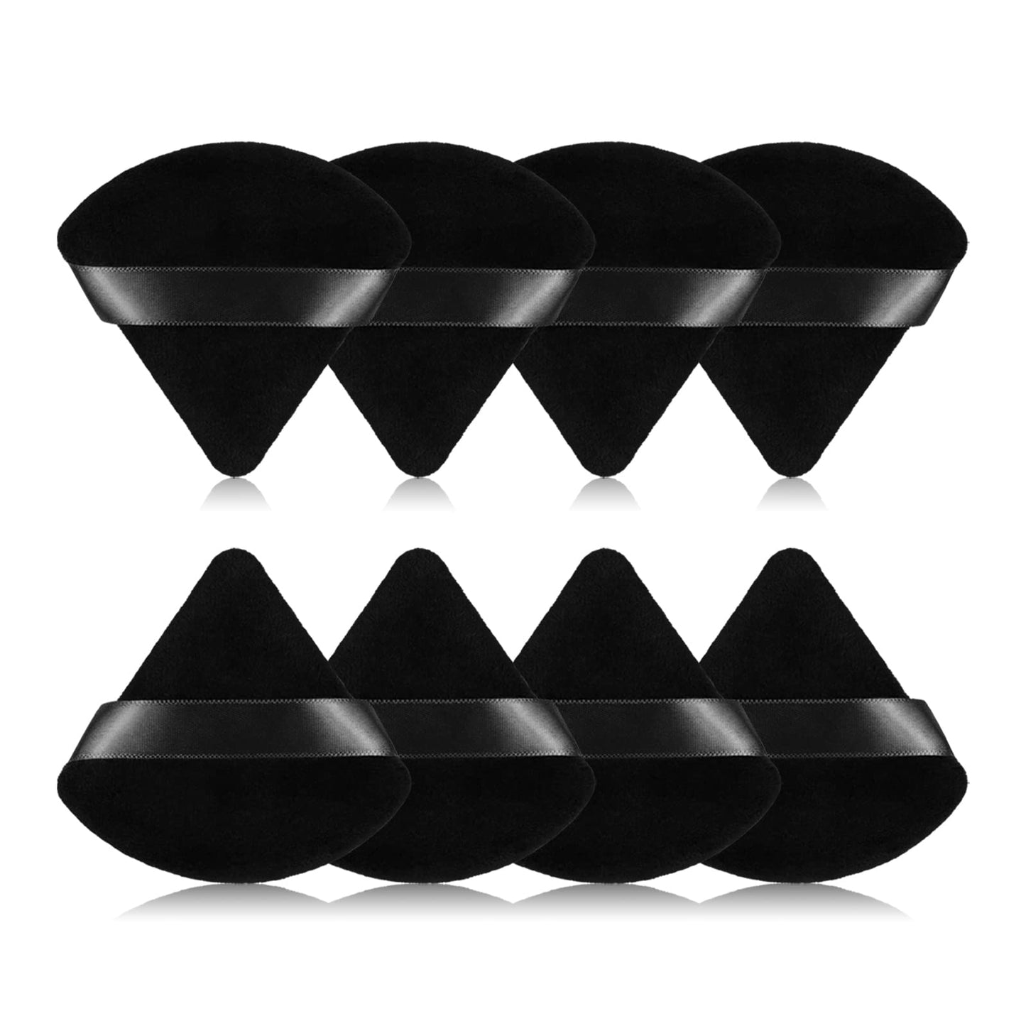 8Pcs of Triangular Powder Puff Makeup Sponges, Made of Super-soft Velvet, Designed for Contouring, Eye, and Corner, Beauty Blender Foundation Mixing Container.(Black)