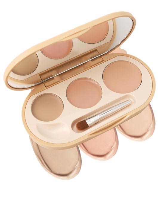 Concealer Full Coverage Set,3 In 1 Correcting Concealer Palette,Waterproof Longlasting Blendable Contour Cream Kit for Dark Circle,under Eye Brightene Foundation Makeup Palette,corrector de ojeras-01
