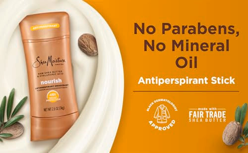 SheaMoisture Raw Shea Butter & Hyaluronic Acid Antiperspirant Stick 2.6 oz Pack of 4 - 48H Odor & Sweat Protection, Moisturizing for Dry Skin