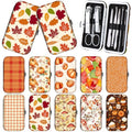 Autumn Nail Care Gift Set - 10 Manicure Kits with Fall Patterns, Stainless Steel Tools