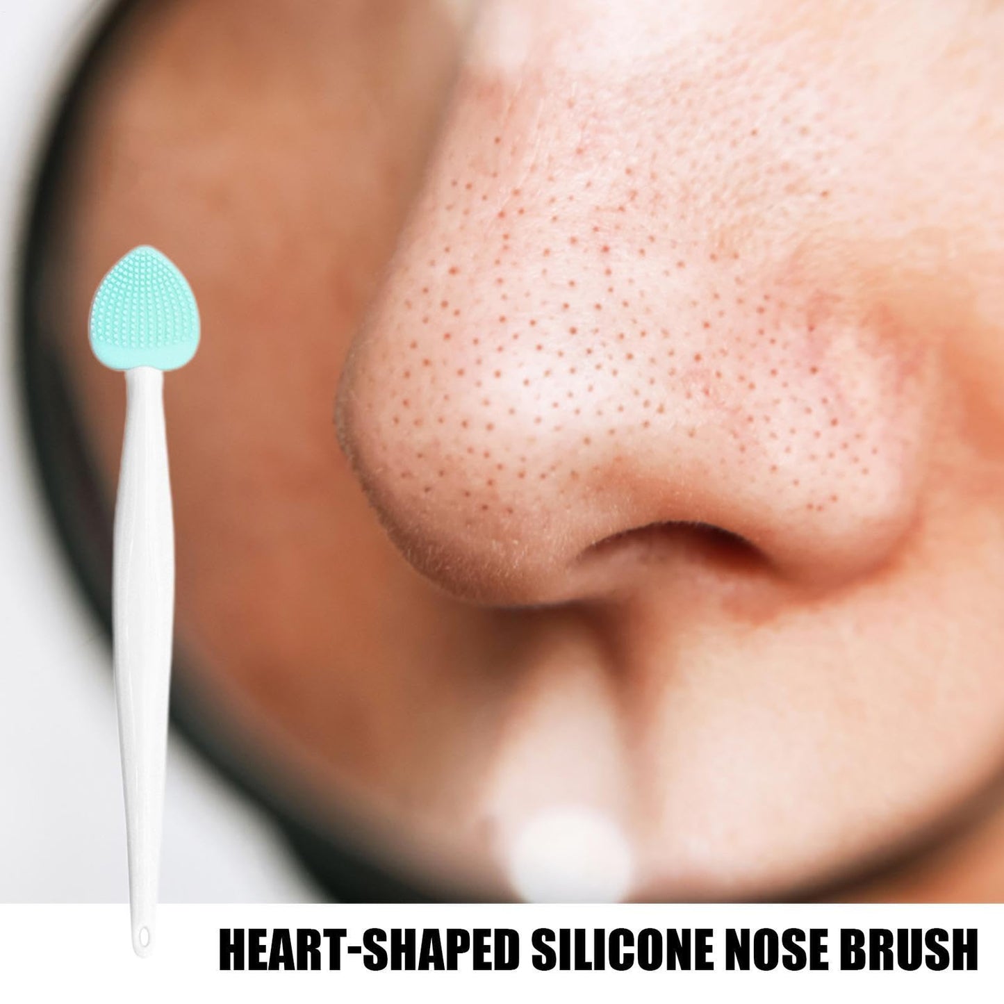 Pore Cleaning Brush, Nose Pore Scrubber for Black Heads, Heart Shaped Porecleaning Silicone Brush, Gentle PoreCleaning Remover Tool, Handheld Double Sided Cleaning Fine Brushs for Face, Lip(blue01)