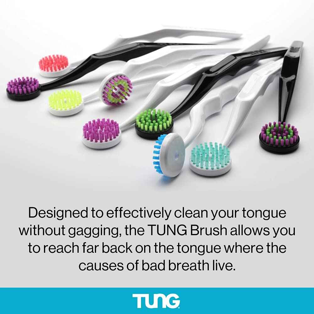 Tung Tongue Cleaning Kit, Tung Brush and Gel, Bad Breath Odor Eliminator, Halitosis Defense, USA Made (Set of 2)