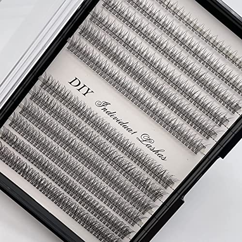 Individual Lashes/Lash Clusters 480pcs 8-14mm Cluster Eyelash Extensions /12 Roots/C Curl /0.07mm Cluster Lashes/Faux Mink Lash Extensions (C Curl, Fishtail Lashes-0.07mm)