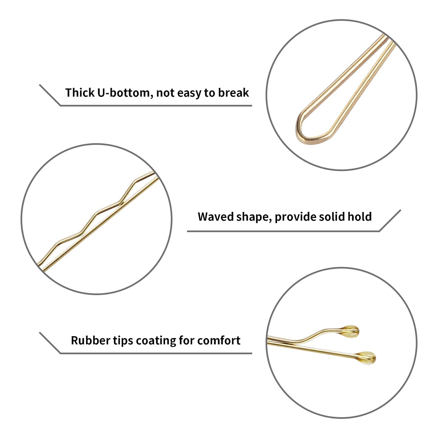 Vaincre Blonde Bobby Pin for Buns, 150 Count Hair Pins Bulk with Storage Case, Pain-Free Hair Clips for Women and Girls (Blonde, 2 inch)