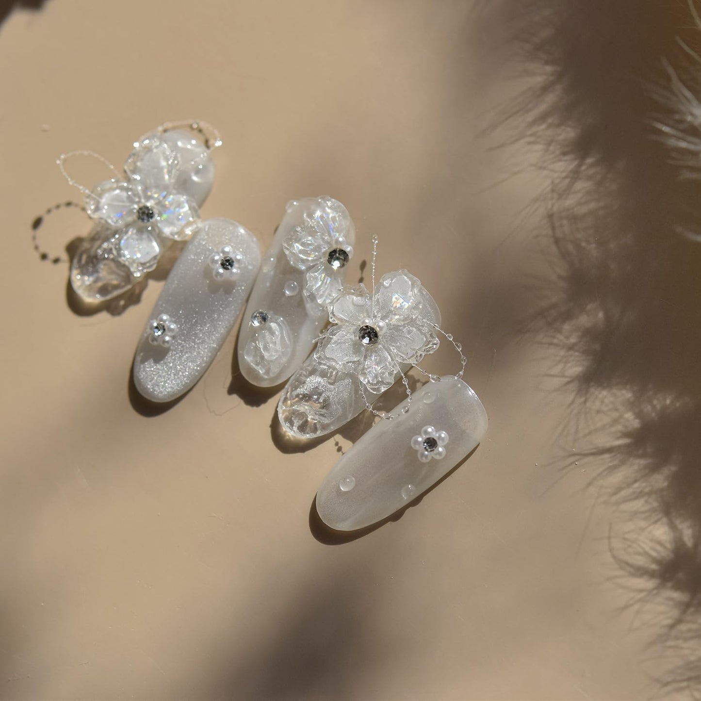 1 Sheets Embossed Flower Nail Stickers for Nail Art Holographic Laser Summer Floral Nail Art Stickers 5D Self-Adhesive Crystal Petals Nail Decoration White Flowers Nail Decals for Women Nails Designs