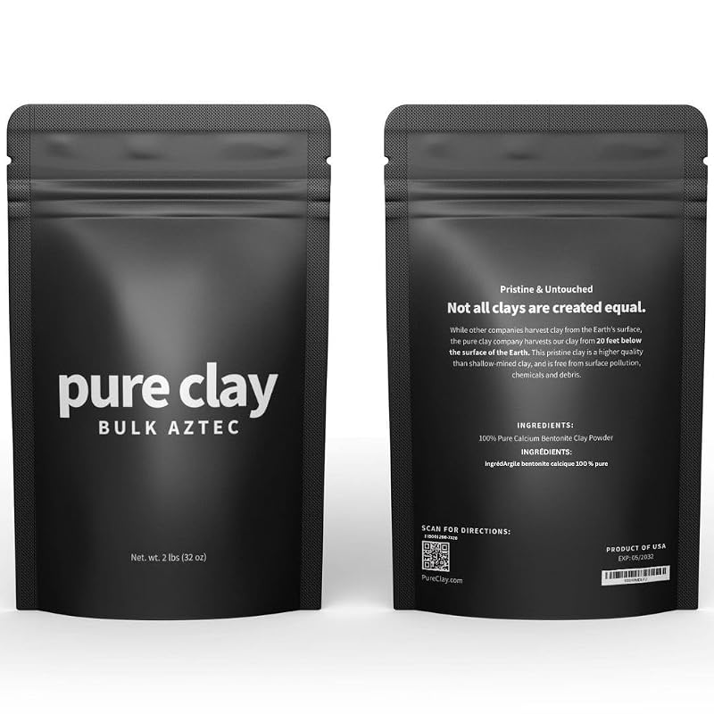 Bulk Aztec Organic Bentonite Clay Powder 2 lb Pouch - Food Grade Calcium Bentonite, PURE CLAY Variation: Bulk Clay Bag