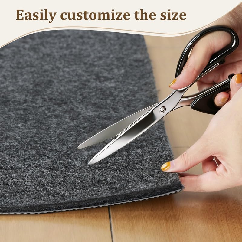 SUFOR 9x12 ft Grey Non-Slip Rug Pad - Dual Surface Felt & Rubber Backing, Cushioned Floor Protector for Hardwood & Carpet