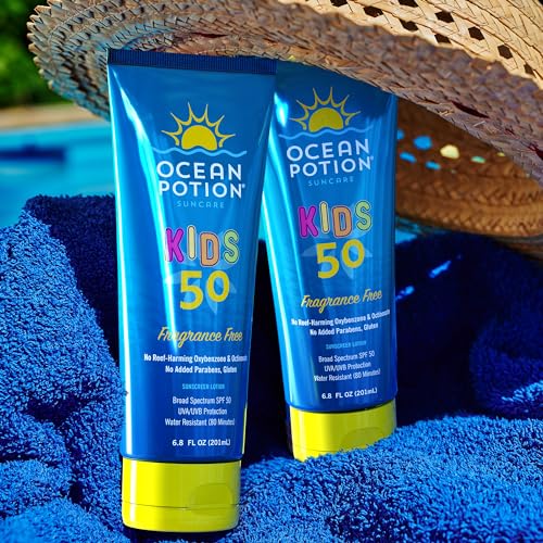 Kids Sunscreen Lotion SPF 50 6.8oz Pack of 2 - Water-Resistant, Oxybenzone-Free