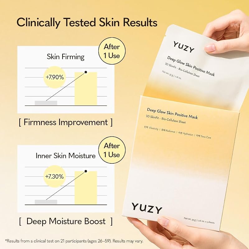 Deep Glow Sheet Mask with Yuzy Peptide & Yuzu Extract - 33g x5