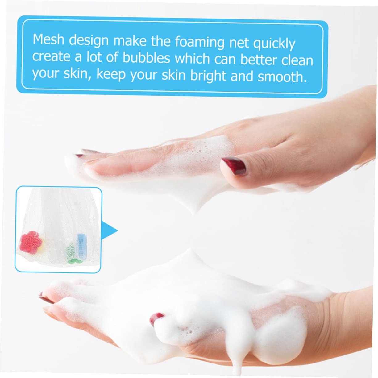 minkissy 4pcs Facial Foaming Nets for Soap Exfoliating Bubble Maker Pouches for Gentle Face Wash Skincare Routine Sponge Flower Design