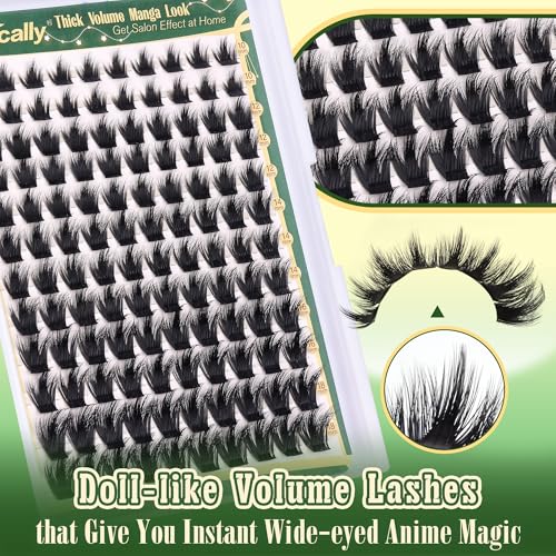 Manga Lash Clusters Spikes Lash Extension Wispy Cluster Eyelash Extensions D-curly Volume DIY Lash Extension Anime Eyelash Clusters 10-18MM Spiky Individual Lashes by Newcally
