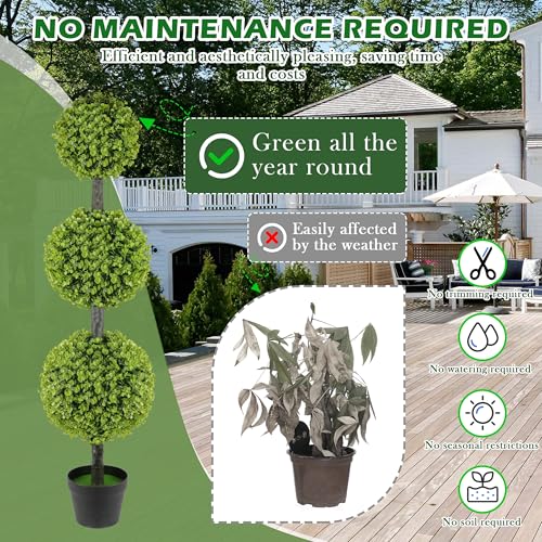Artificial Topiary Balls Set of 2 Outdoor Garden Decorations - 46.6 Inches