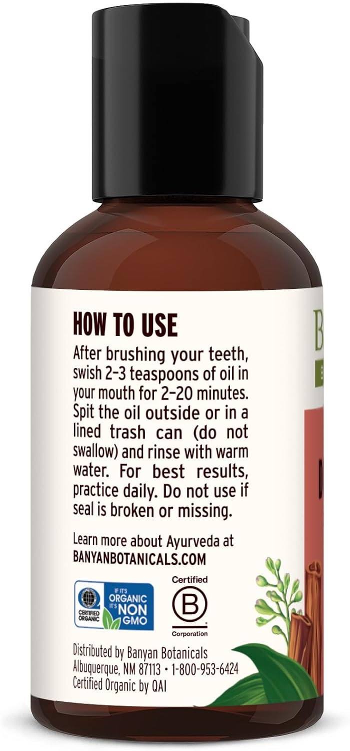 Organic Cinnamon Pulling Oil – Ayurvedic Mouthwash with Coconut Oil for Fresh Breath – 8 oz Vegan