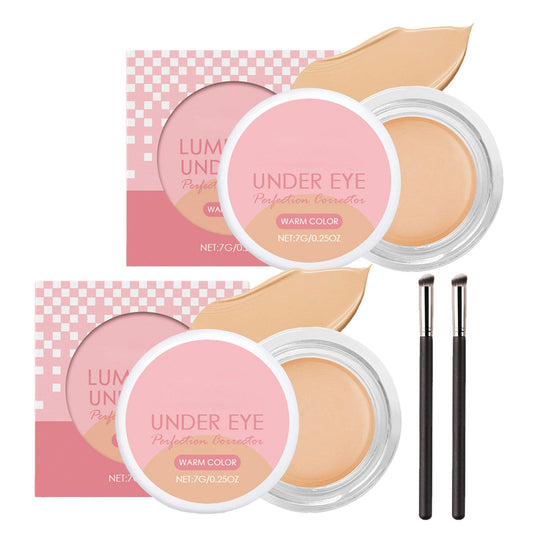 Under Eye Brightener, Brightening Cream Concealer, Under Eye Perfection Corrector, Full Coverage Under Eye Concealer Moisturizing Smooth Waterproof for Dark circles 2pcs (Natural)