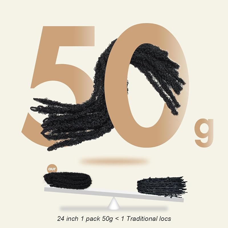 24 Inch Distressed Butterfly Locs Crochet Hair - 8 Pack, 1B + Variation: 1B+24 Inch (Pack of 8)