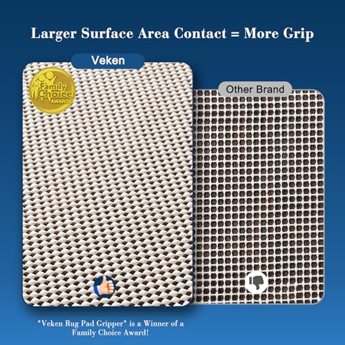 Veken 12x15 ft White Rug Pad Non-Slip Gripper for Hardwood & Tile Floors