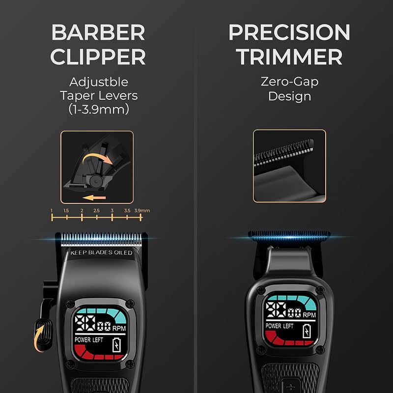 Hair Clippers for Men with 9000 RPM Motor, DLC Blades, 5 Speeds